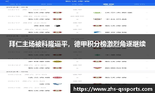 拜仁主场被科隆逼平，德甲积分榜激烈角逐继续